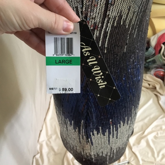 NWT Blue, Purple, and Silver Sequin Mini Dress - Picture 5 of 5